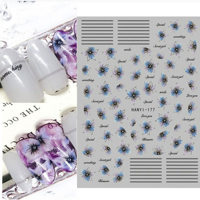 3D körömmatricák akvarell körömmatricák kék fehér virág körömdísz matricák szépség virágdísz TIPP NAIL szépséghez