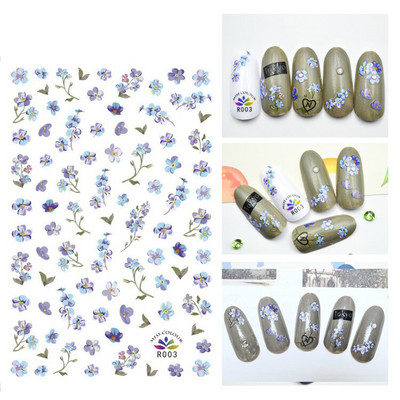 3D körömmatricák akvarell körömmatricák kék fehér virág körömdísz matricák szépség virágdísz TIPP NAIL szépséghez