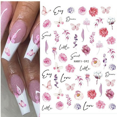 3D körömmatricák akvarell körömmatricák kék fehér virág körömdísz matricák szépség virágdísz TIPP NAIL szépséghez