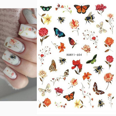 3D körömmatricák akvarell körömmatricák kék fehér virág körömdísz matricák szépség virágdísz TIPP NAIL szépséghez