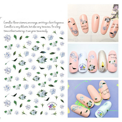 3D körömmatricák akvarell körömmatricák kék fehér virág körömdísz matricák szépség virágdísz TIPP NAIL szépséghez
