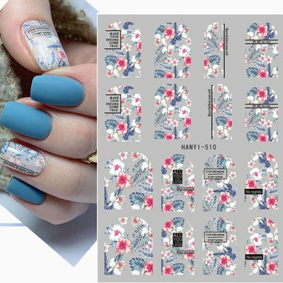 3D körömmatricák akvarell körömmatricák kék fehér virág körömdísz matricák szépség virágdísz TIPP NAIL szépséghez