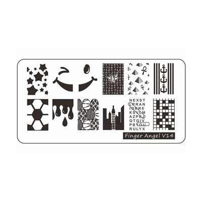 12*6cm Esküvői Szöveg Gothic Letter Design Plate 0-9 Alphabet levél csíkos hálósablon Nyomtatott stencil körömbélyegző lemez TL24-98