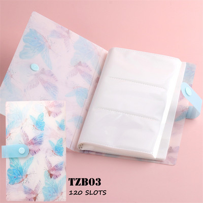 120 Slots Egyszerű kis friss körömmatricák Átlátszó szervezőkönyv Album Tárolókönyv körömdíszítő matricákhoz Gyűjtőeszközök