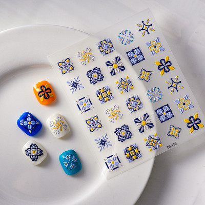 Elegantne Bohemia Design 5D küünekleebised küüned teisaldatavad liugurid reljeefsed kleebised