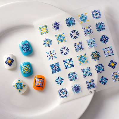 Elegantne Bohemia Design 5D küünekleebised küüned teisaldatavad liugurid reljeefsed kleebised