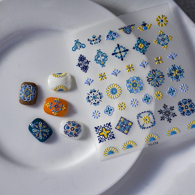 Elegantne Bohemia Design 5D küünekleebised küüned teisaldatavad liugurid reljeefsed kleebised