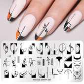 NICOLE DIARY French Line Flower Nail Stamping Plates Geometric Leaf Nail Art Stamp Stencil People Image Καλούπια για εκτύπωση νυχιών DIY