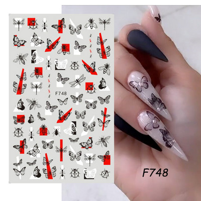 Skull Snake Absztrakt arc Körömmatricák Gothic Design Halloween Karácsonyi tetoválás Anime csúszkák körmökhöz Manikűr SACA725-732