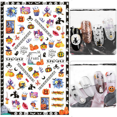 Skull Snake Absztrakt arc Körömmatricák Gothic Design Halloween Karácsonyi tetoválás Anime csúszkák körmökhöz Manikűr SACA725-732