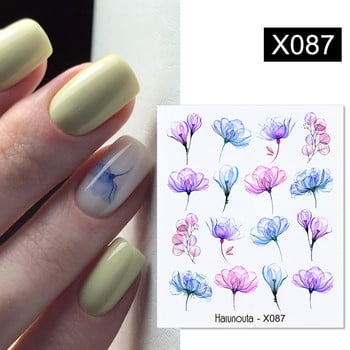 Harunouta 1 τμχ Spring Water Nail Decal and Sticker Flower Leaf Tree Green Simple Summer Slider for Manicuring Nail Art Watermark