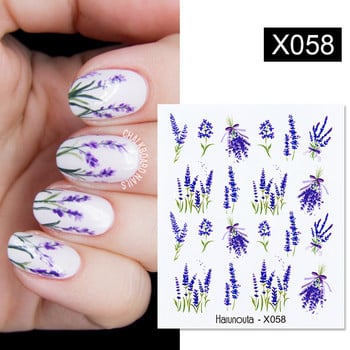 Harunouta 1 τμχ Spring Water Nail Decal and Sticker Flower Leaf Tree Green Simple Summer Slider for Manicuring Nail Art Watermark