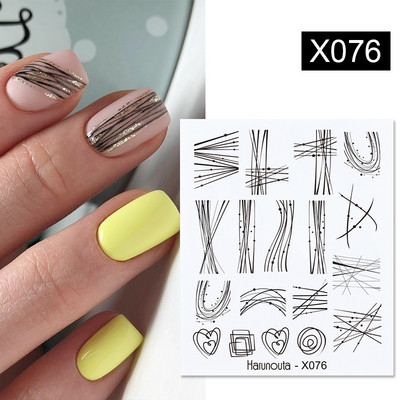 Harunouta 1 τμχ Spring Water Nail Decal and Sticker Flower Leaf Tree Green Simple Summer Slider for Manicuring Nail Art Watermark