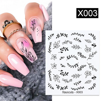 Harunouta 1 τμχ Spring Water Nail Decal and Sticker Flower Leaf Tree Green Simple Summer Slider for Manicuring Nail Art Watermark