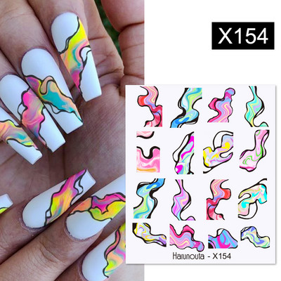Harunouta 1 τμχ Spring Water Nail Decal and Sticker Flower Leaf Tree Green Simple Summer Slider for Manicuring Nail Art Watermark