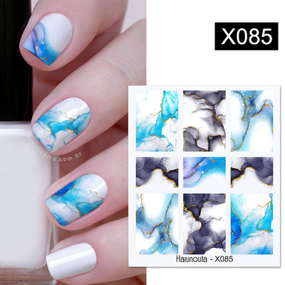 Harunouta 1 τμχ Spring Water Nail Decal and Sticker Flower Leaf Tree Green Simple Summer Slider for Manicuring Nail Art Watermark