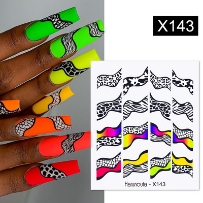 Harunouta 1 τμχ Spring Water Nail Decal and Sticker Flower Leaf Tree Green Simple Summer Slider for Manicuring Nail Art Watermark