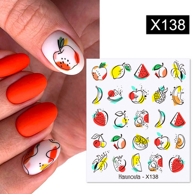 Harunouta 1 τμχ Spring Water Nail Decal and Sticker Flower Leaf Tree Green Simple Summer Slider for Manicuring Nail Art Watermark