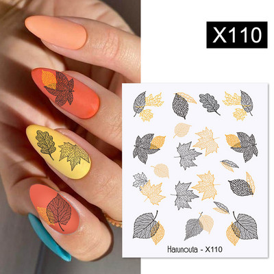 Harunouta 1 τμχ Spring Water Nail Decal and Sticker Flower Leaf Tree Green Simple Summer Slider for Manicuring Nail Art Watermark