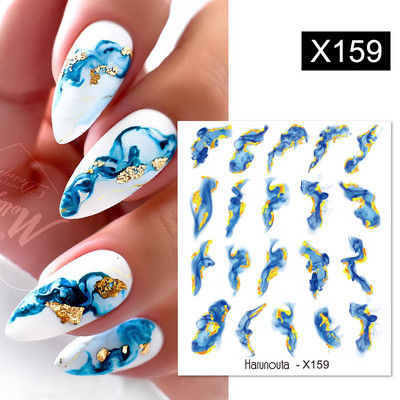 Harunouta 1 τμχ Spring Water Nail Decal and Sticker Flower Leaf Tree Green Simple Summer Slider for Manicuring Nail Art Watermark