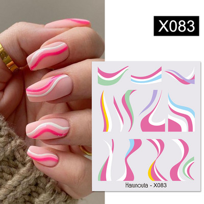 Harunouta 1 τμχ Spring Water Nail Decal and Sticker Flower Leaf Tree Green Simple Summer Slider for Manicuring Nail Art Watermark