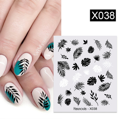 Harunouta 1 τμχ Spring Water Nail Decal and Sticker Flower Leaf Tree Green Simple Summer Slider for Manicuring Nail Art Watermark