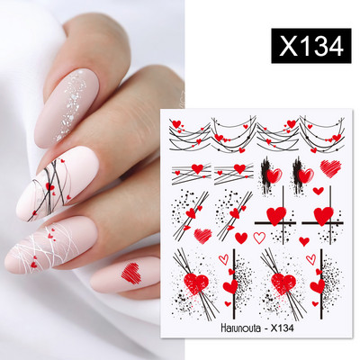 Harunouta 1 τμχ Spring Water Nail Decal and Sticker Flower Leaf Tree Green Simple Summer Slider for Manicuring Nail Art Watermark