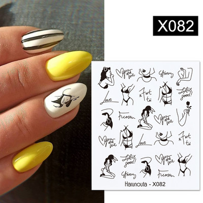 Harunouta 1 τμχ Spring Water Nail Decal and Sticker Flower Leaf Tree Green Simple Summer Slider for Manicuring Nail Art Watermark
