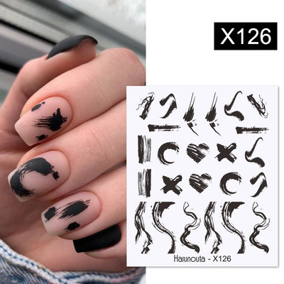 Harunouta 1 τμχ Spring Water Nail Decal and Sticker Flower Leaf Tree Green Simple Summer Slider for Manicuring Nail Art Watermark