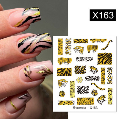 Harunouta 1 τμχ Spring Water Nail Decal and Sticker Flower Leaf Tree Green Simple Summer Slider for Manicuring Nail Art Watermark