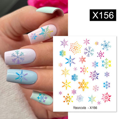 Harunouta 1 τμχ Spring Water Nail Decal and Sticker Flower Leaf Tree Green Simple Summer Slider for Manicuring Nail Art Watermark