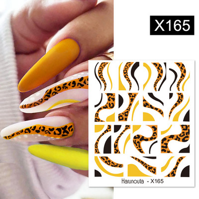 Harunouta 1 τμχ Spring Water Nail Decal and Sticker Flower Leaf Tree Green Simple Summer Slider for Manicuring Nail Art Watermark