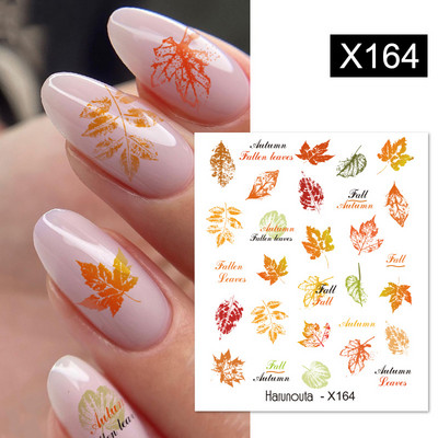 Harunouta 1 τμχ Spring Water Nail Decal and Sticker Flower Leaf Tree Green Simple Summer Slider for Manicuring Nail Art Watermark