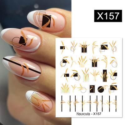 Harunouta 1 τμχ Spring Water Nail Decal and Sticker Flower Leaf Tree Green Simple Summer Slider for Manicuring Nail Art Watermark