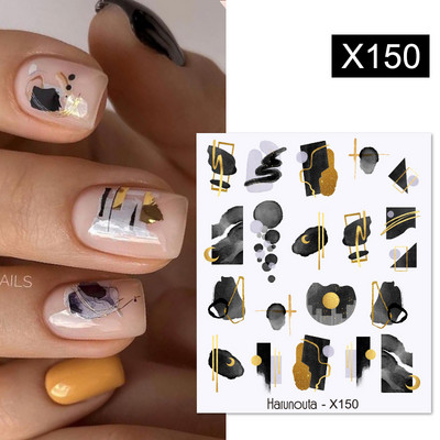 Harunouta 1 τμχ Spring Water Nail Decal and Sticker Flower Leaf Tree Green Simple Summer Slider for Manicuring Nail Art Watermark