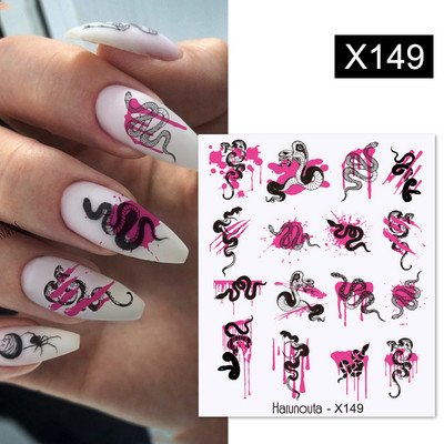 Harunouta 1 τμχ Spring Water Nail Decal and Sticker Flower Leaf Tree Green Simple Summer Slider for Manicuring Nail Art Watermark