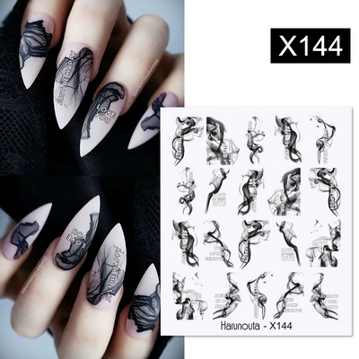 Harunouta 1 τμχ Spring Water Nail Decal and Sticker Flower Leaf Tree Green Simple Summer Slider for Manicuring Nail Art Watermark