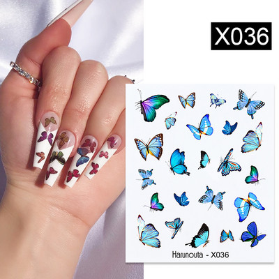 Harunouta 1 τμχ Spring Water Nail Decal and Sticker Flower Leaf Tree Green Simple Summer Slider for Manicuring Nail Art Watermark