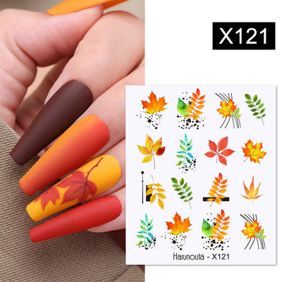 Harunouta 1 τμχ Spring Water Nail Decal and Sticker Flower Leaf Tree Green Simple Summer Slider for Manicuring Nail Art Watermark