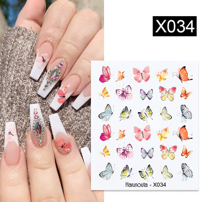 Harunouta 1 τμχ Spring Water Nail Decal and Sticker Flower Leaf Tree Green Simple Summer Slider for Manicuring Nail Art Watermark