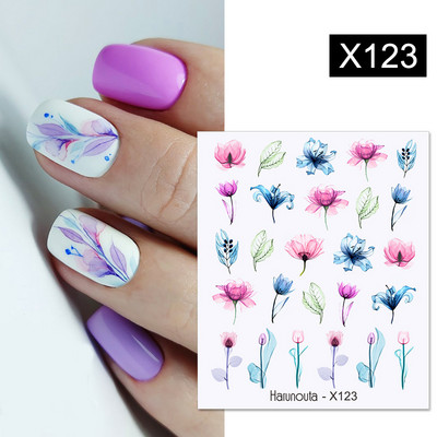 Harunouta 1 τμχ Spring Water Nail Decal and Sticker Flower Leaf Tree Green Simple Summer Slider for Manicuring Nail Art Watermark