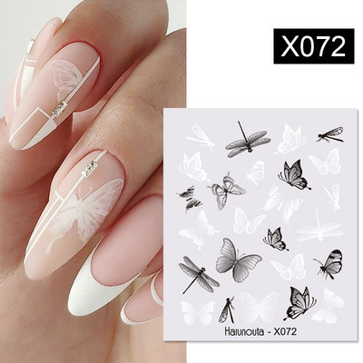 Harunouta 1 τμχ Spring Water Nail Decal and Sticker Flower Leaf Tree Green Simple Summer Slider for Manicuring Nail Art Watermark