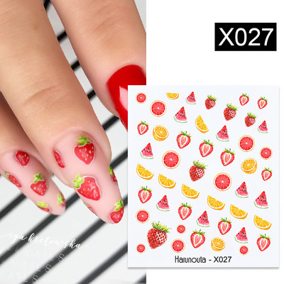Harunouta 1 τμχ Spring Water Nail Decal and Sticker Flower Leaf Tree Green Simple Summer Slider for Manicuring Nail Art Watermark