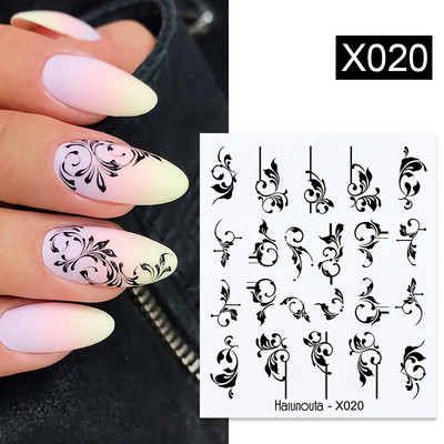 Harunouta 1 τμχ Spring Water Nail Decal and Sticker Flower Leaf Tree Green Simple Summer Slider for Manicuring Nail Art Watermark