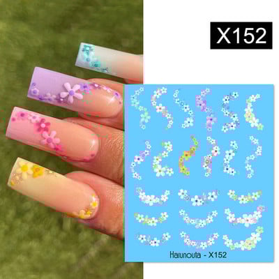 Harunouta 1 τμχ Spring Water Nail Decal and Sticker Flower Leaf Tree Green Simple Summer Slider for Manicuring Nail Art Watermark