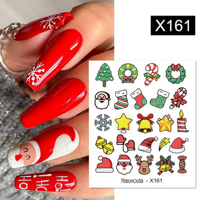 Harunouta 1 τμχ Spring Water Nail Decal and Sticker Flower Leaf Tree Green Simple Summer Slider for Manicuring Nail Art Watermark