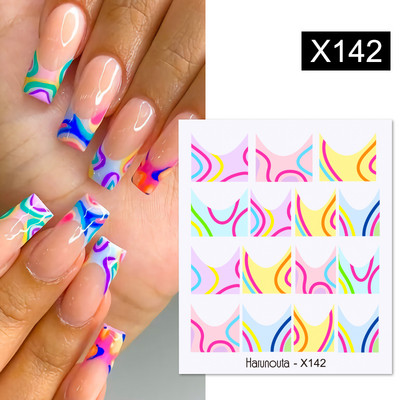 Harunouta 1 τμχ Spring Water Nail Decal and Sticker Flower Leaf Tree Green Simple Summer Slider for Manicuring Nail Art Watermark