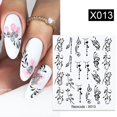 Harunouta 1 τμχ Spring Water Nail Decal and Sticker Flower Leaf Tree Green Simple Summer Slider for Manicuring Nail Art Watermark