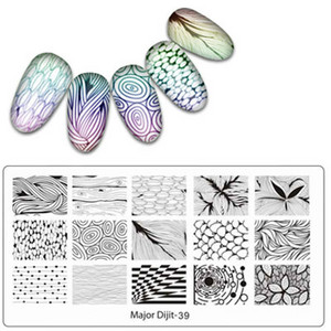 Major Dijit Nail Stamping Plate Stamp Flower Plate Line Σχέδιο Διχτυού Ορθογώνιο Πρότυπο Σφραγίδας Μανικιούρ Πλάκα εικόνας Nail Art