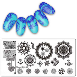 Major Dijit Nail Stamping Plate Stamp Flower Plate Line Σχέδιο Διχτυού Ορθογώνιο Πρότυπο Σφραγίδας Μανικιούρ Πλάκα εικόνας Nail Art